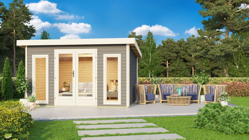 Karibu Gartenhaus Gerätehaus Radeburg 2 terragrau 369x309x229,5 cm