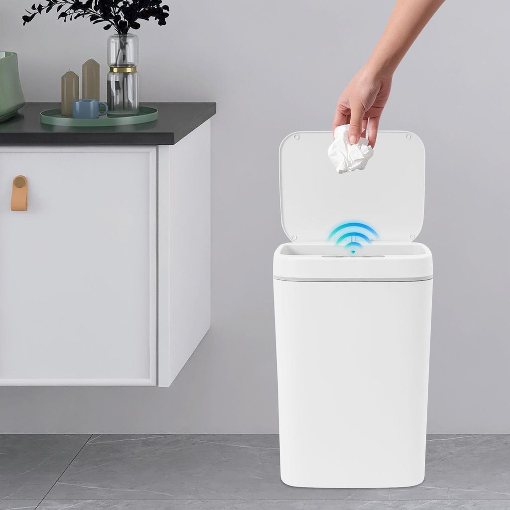 Küche Abfalleimer 16L  Sensor Mülleimer  Weiß Automatik Produktbild 