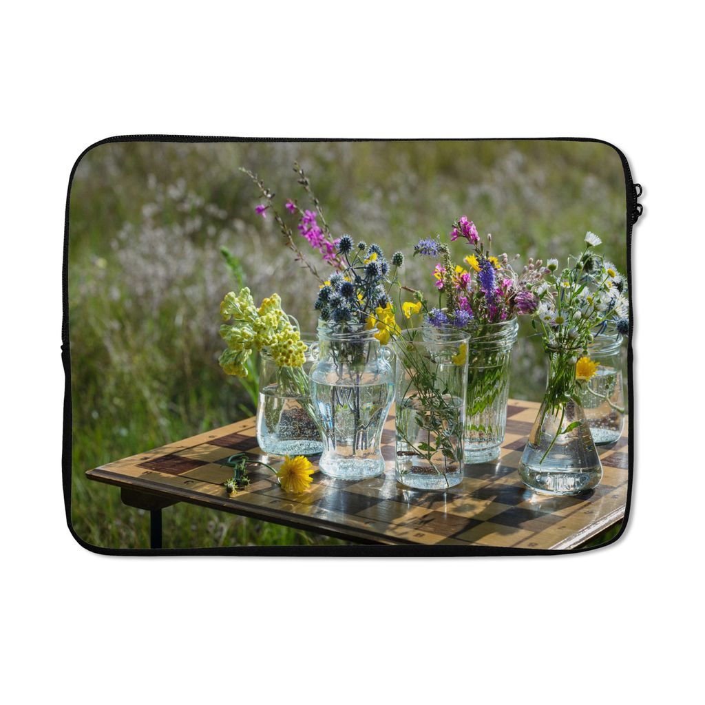 MuchoWow Laptop Hülle 13 Zoll Vase - Blumen - Farben Laptoptasche - Laptophülle - Sleeve - Rundumschutz
