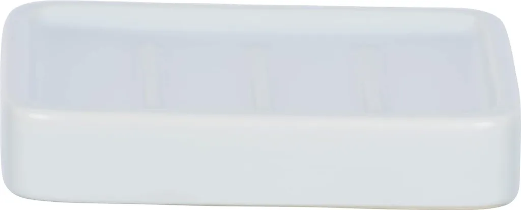 Grand porte-savon rectangulaire en céramique blanche, finition Hexa