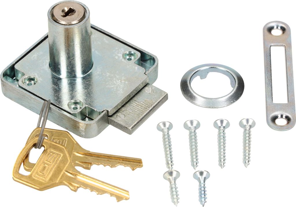 KOTARBAU Möbelschloss 42x42 mm Aufschraubschloss mit 2 Schlüsseln Zylinder-Möbelschloss Schrankschloss Schloss Schubladenschloss