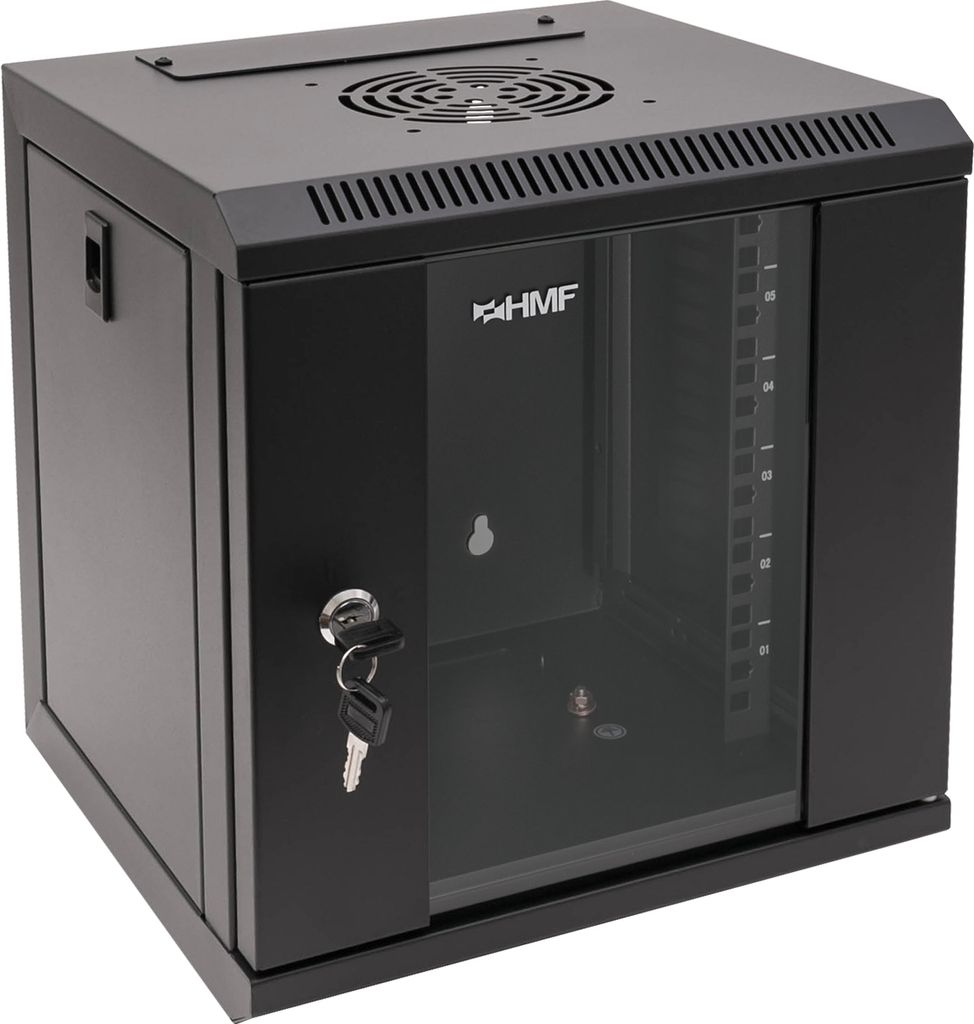 HMF 63306-02 Serverschrank 10 Zoll, 6 HE, Netzwerkschrank, 31,2 x 30 x 35 cm, schwarz