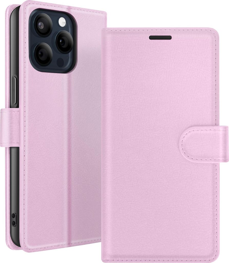Zanaé, Portemonnaie Etui iPhone 15 Pro Ständer Magnetverschluss, Rosa