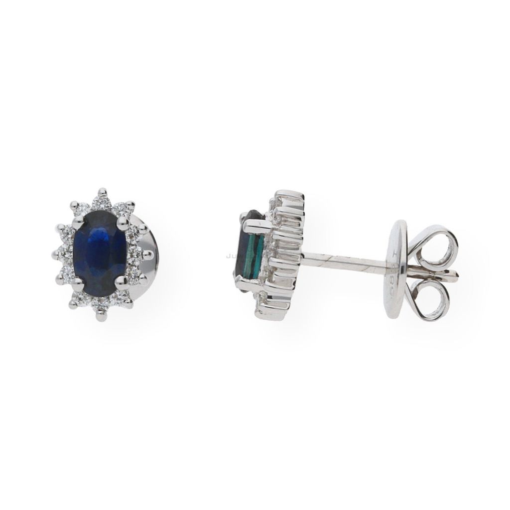 Ohrstecker Weißgold 585 Saphir und Brillant JL10-06-0242 JuwelmaLux