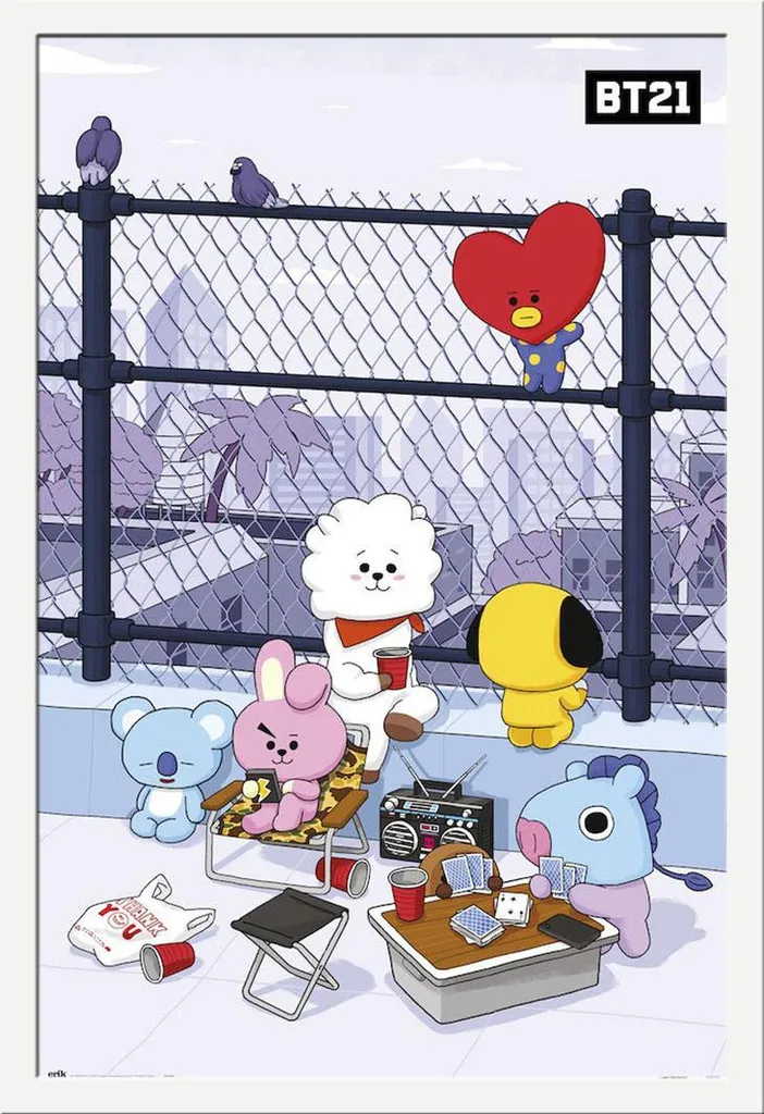 Cadre interchangeable blanc et poster BT21 Azote avec vitre acrylique