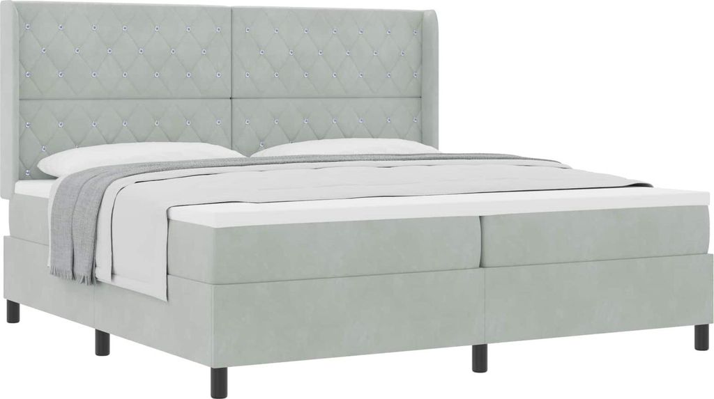Maison Exclusive - Boxspringbett mit Matratze Hellgrau 200 x 200 cm Samt