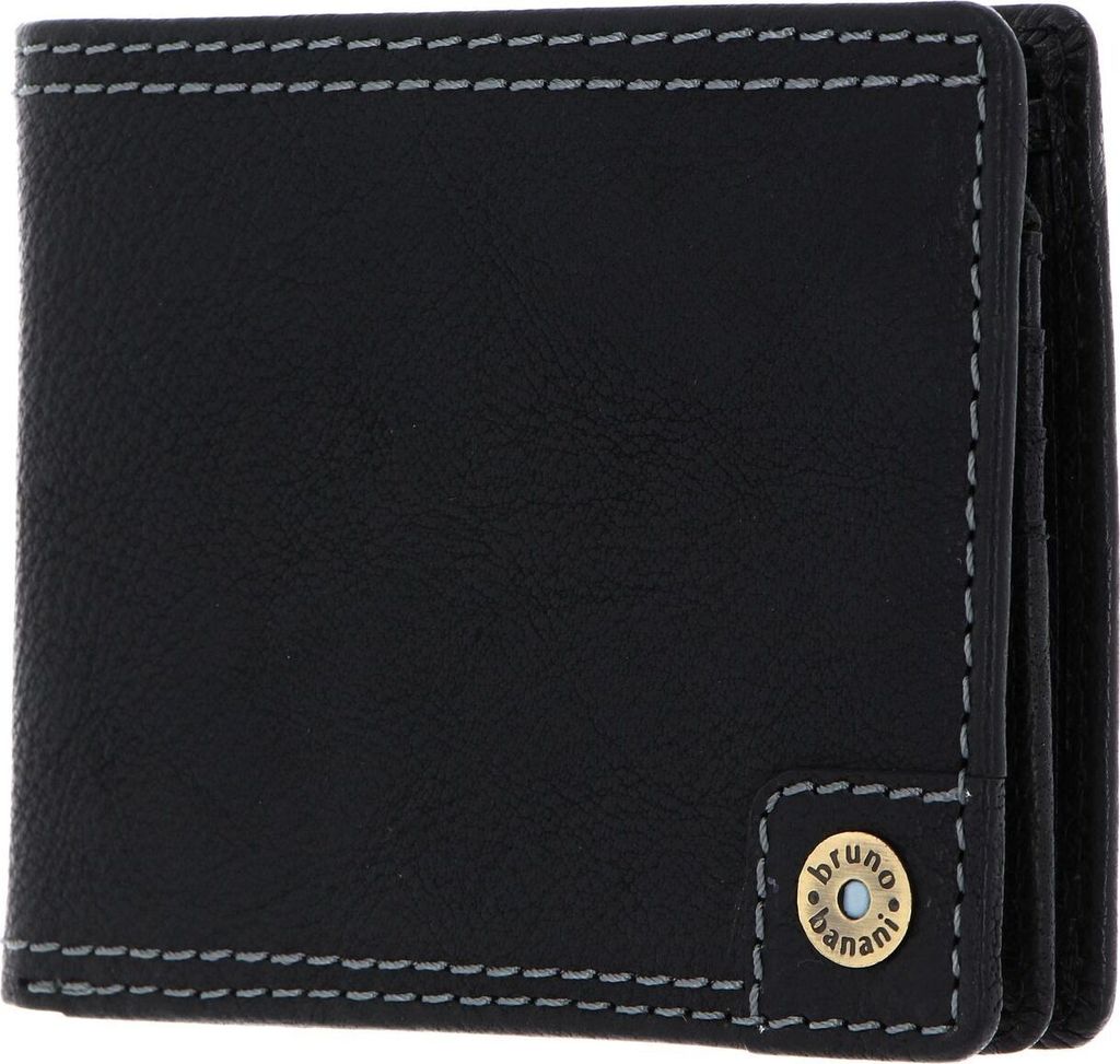 bruno banani Leder Geldbörse Wallet with Flap Black schwarz