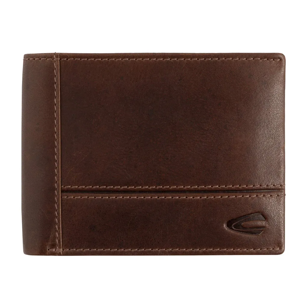 Porte-monnaie camel active Tokyo en cuir véritable noir de 10 cm