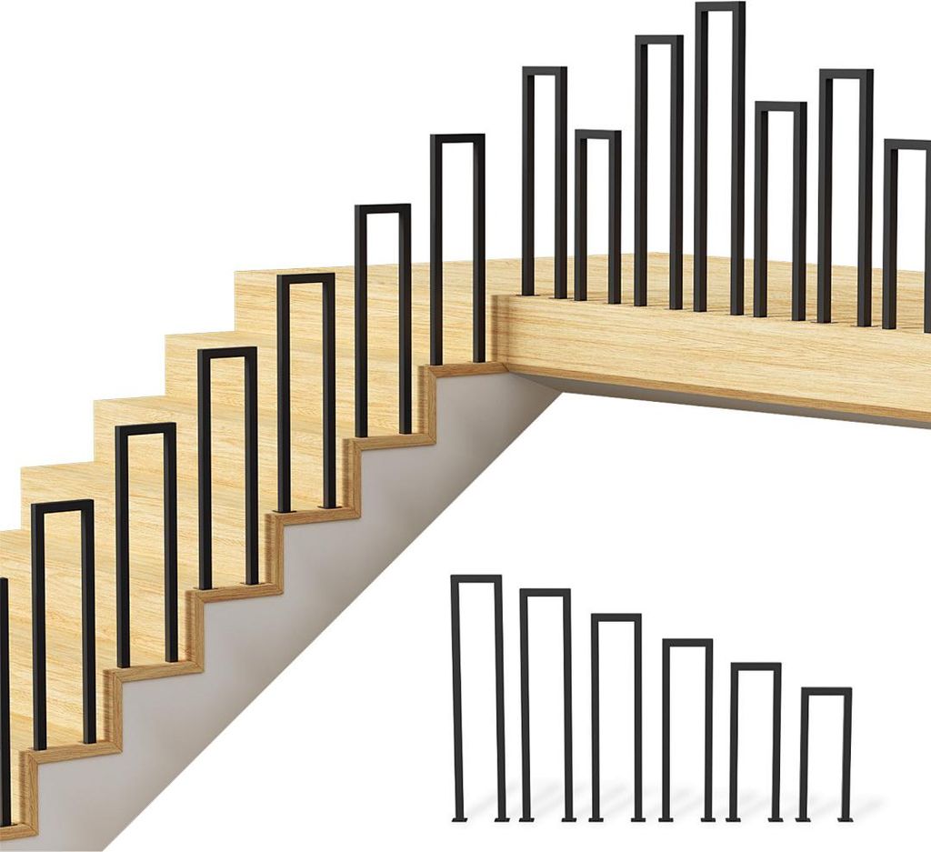 Faziango 95cm U-Form Treppengeländer Schwarz Handlauf für Treppen für Universal Innen und Außen , Flure