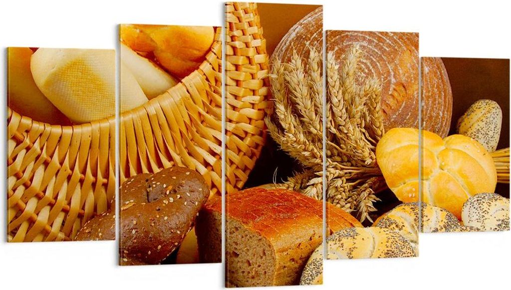 Bild auf Leinwand - Leinwandbild - Bäckerei Brot Essen - 160x85cm - Wand Bild - Wanddeko - Leinwanddruck - Bilder - Kunstdruck - Wanddekoration - ...