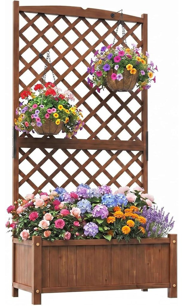 KOMFOTTEU Blumenkasten mit Rankgitter, Hochbeet mit Produktbild 