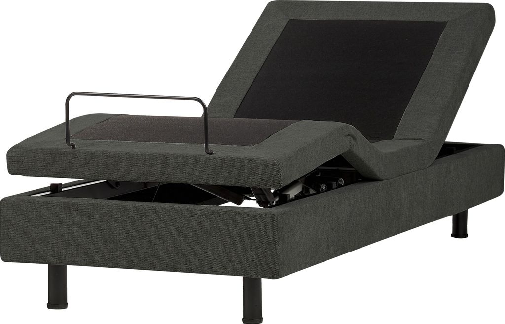 BELIANI Polsterbett Dunkelgrau Stoffbezug 80x200 cm Elektrisch Verstellbar Fernbedienung Ohne Kopfteil Schlafzimmer Kinderzimmer Einzelbett
