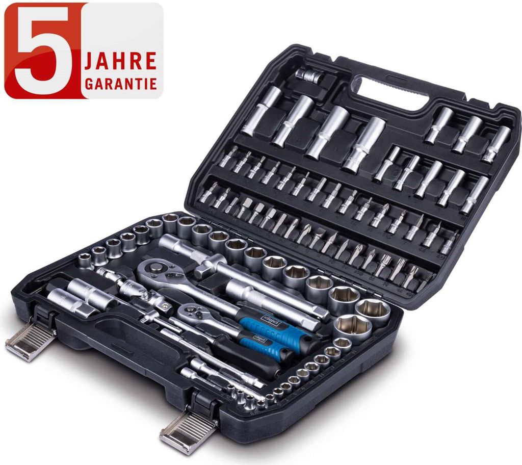 Scheppach Werkzeugkoffer TB97, 94-tlg. Steckschlüssel Einsätze Bits Bitadapter