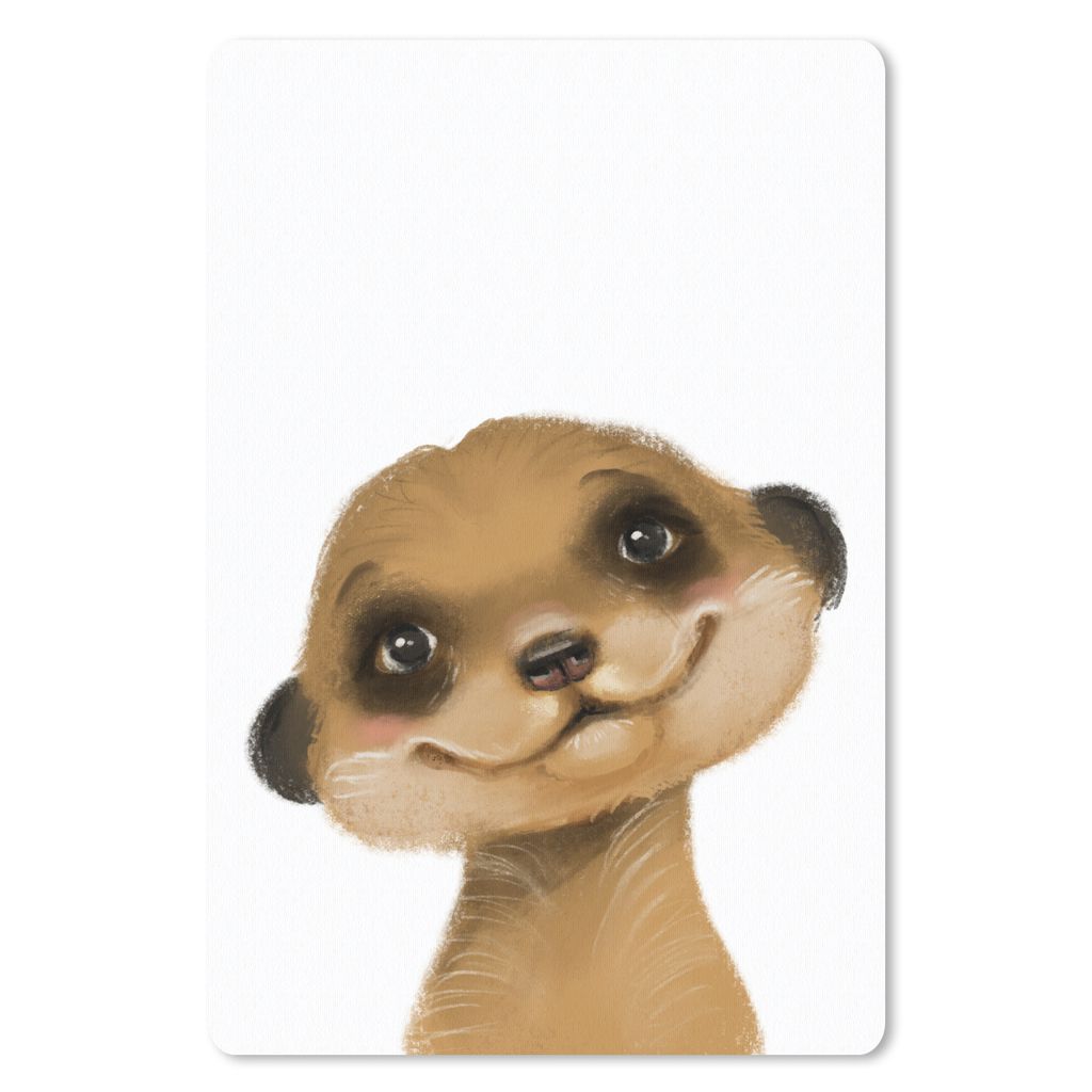 MuchoWow Mauspad Mousepad Erdmännchen - Porträt - Weiß 40x60 cm - Mousepads - Maus Mat - Pad - Mausunterlage - Schreibtisch Accesoire