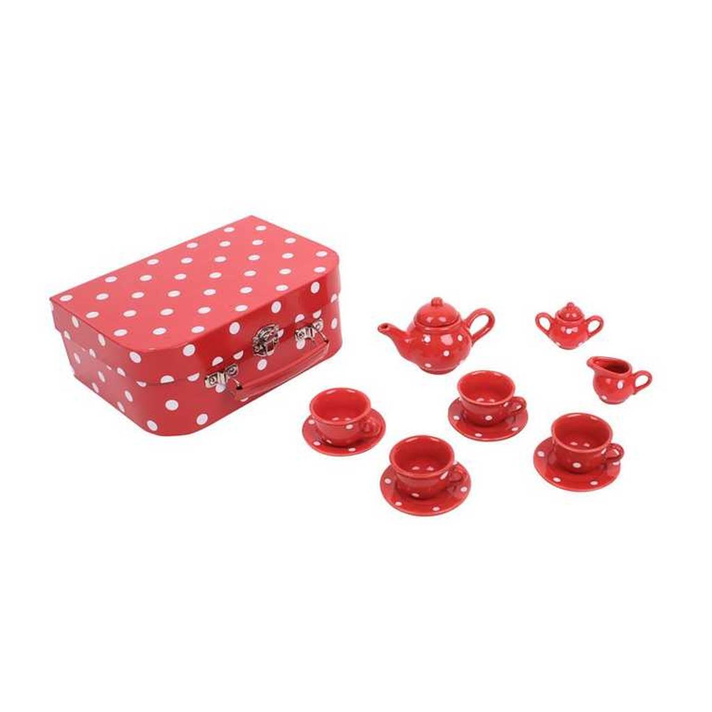BigJigs Teeservice Porzellan rot mit Punkten Spielset Produktbild 