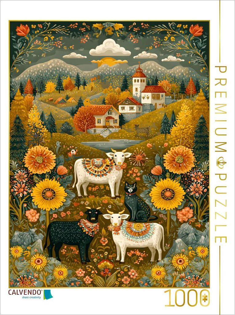 CALVENDO Puzzle Ein Motiv aus dem Kalender "Folk Art Seasons" | 1000 Teile Lege-Größe 64x48cm Foto-Puzzle für glückliche Stunden