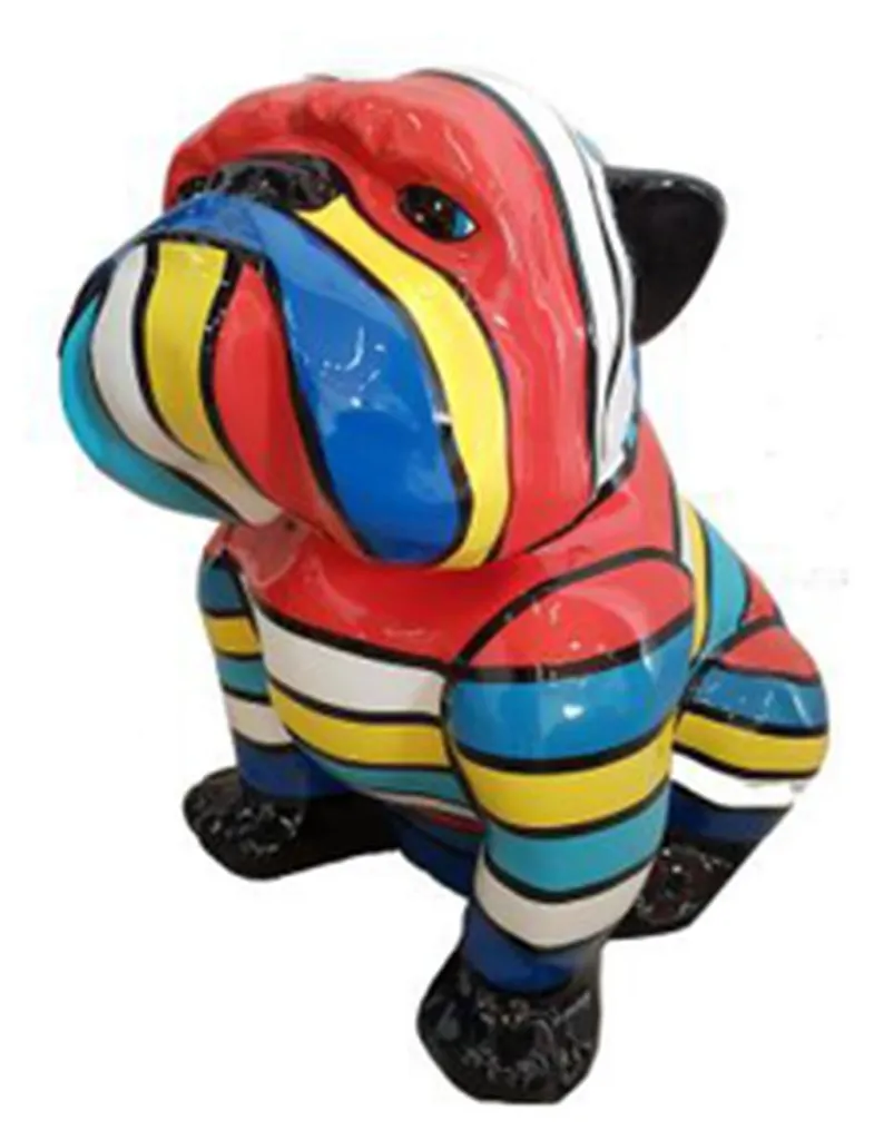 Figurine abstraite chien en résine multicolore statue design 40cm