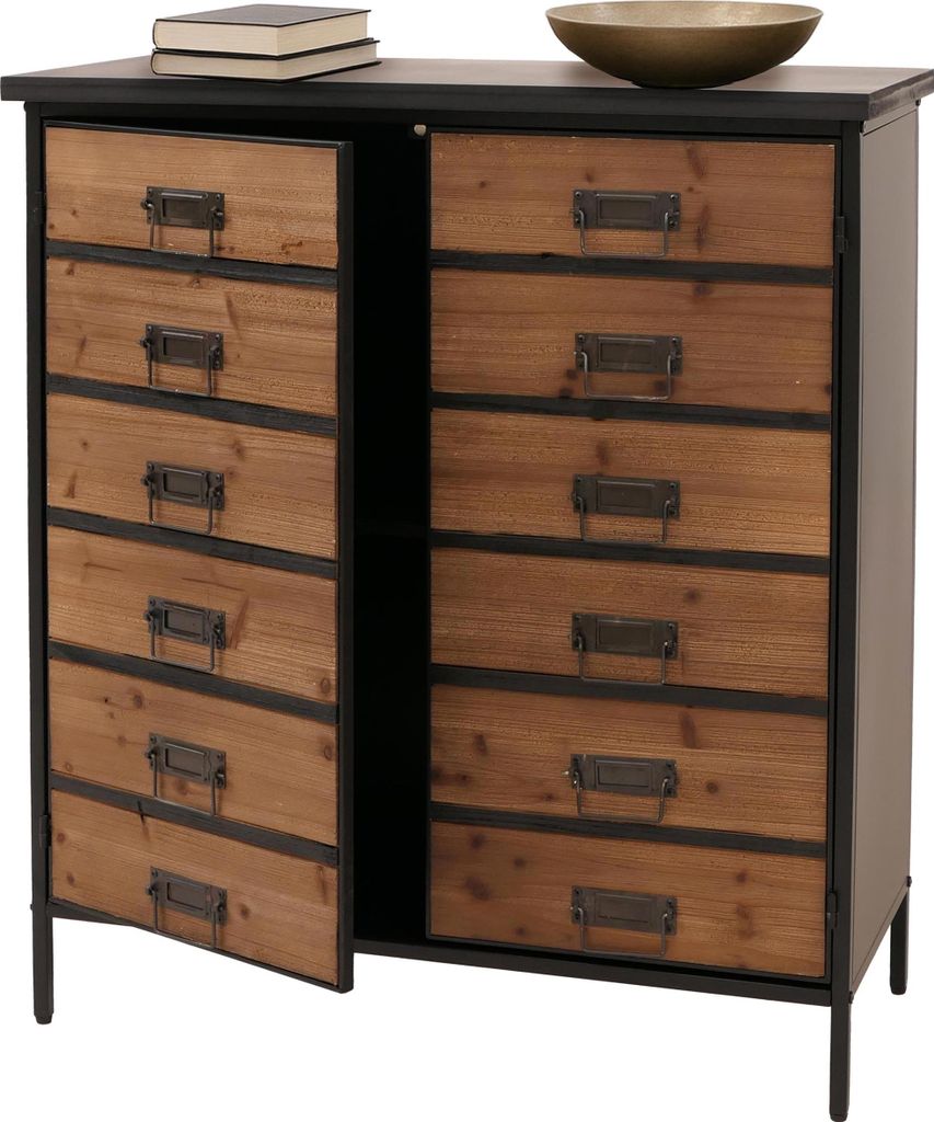 Apothekerkommode MCW-O79, Schrank Highboard Staufächer, Vintage Shabby-Look 94x80x35cm, natur