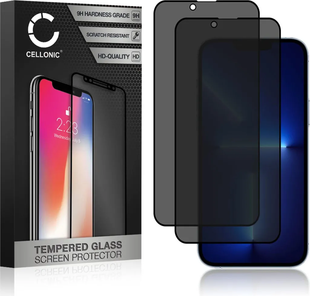 Pellicola Privacy iPhone 13 Pro CELLONIC - Kit 2 Pezzi Vetro 9H