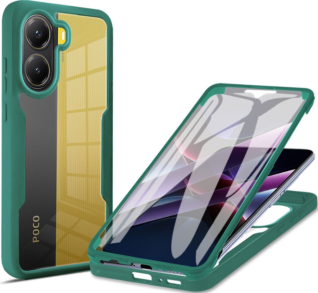 Schutzhülle für Xiaomi Poco X7 Pro/Redmi Turbo 4, Eingebautem Displayschutz 360 Grad Komplettschutz Handyhülle Grün