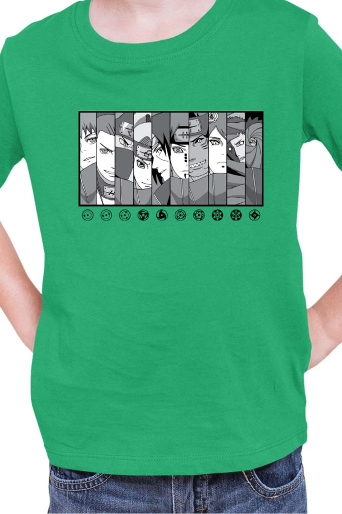 Kinder T-Shirt Naruto Akatsuki Team Members 02, 12-13 Jahr - 152 / Grün