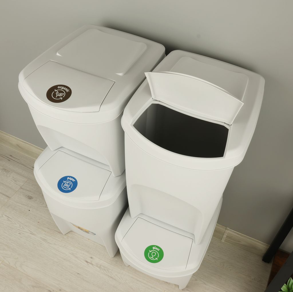 Mülleimer Poker Plus Set – 4 Behälter à 27 Liter, Modular Kombinierbar, Mit Fach Für Müllbeutel, Ideal Für Mülltrennung Im Haushalt