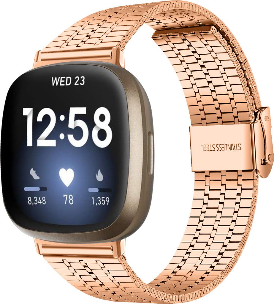 Strap-it Fitbit Versa 3 Edelstahlarmband (Roségold)