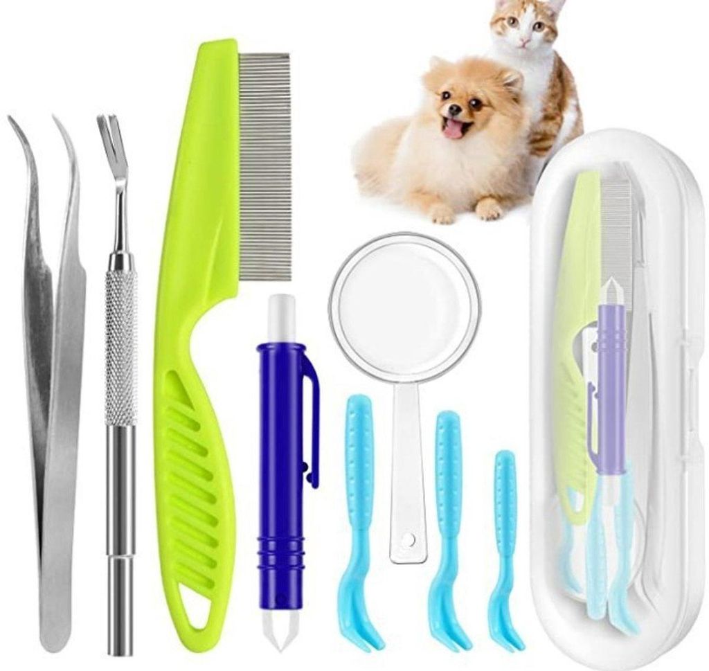8-in-1 Zeckenzange Set für Hund & Katze – Zecken Entferner, Pinzette, Flohkamm