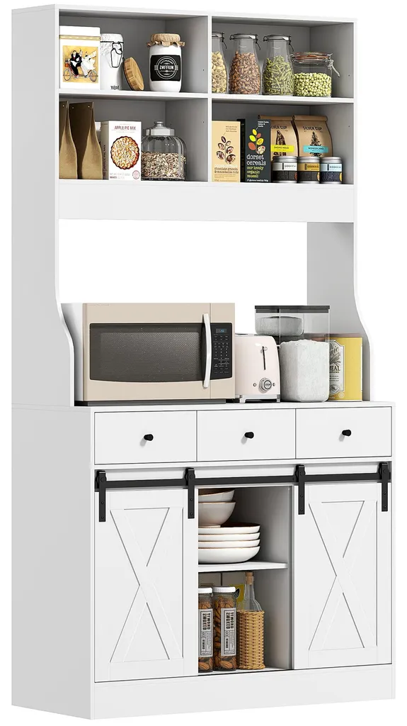 Armoire de cuisine HOMCOM - Buffet haut avec plan de travail et tiroirs
