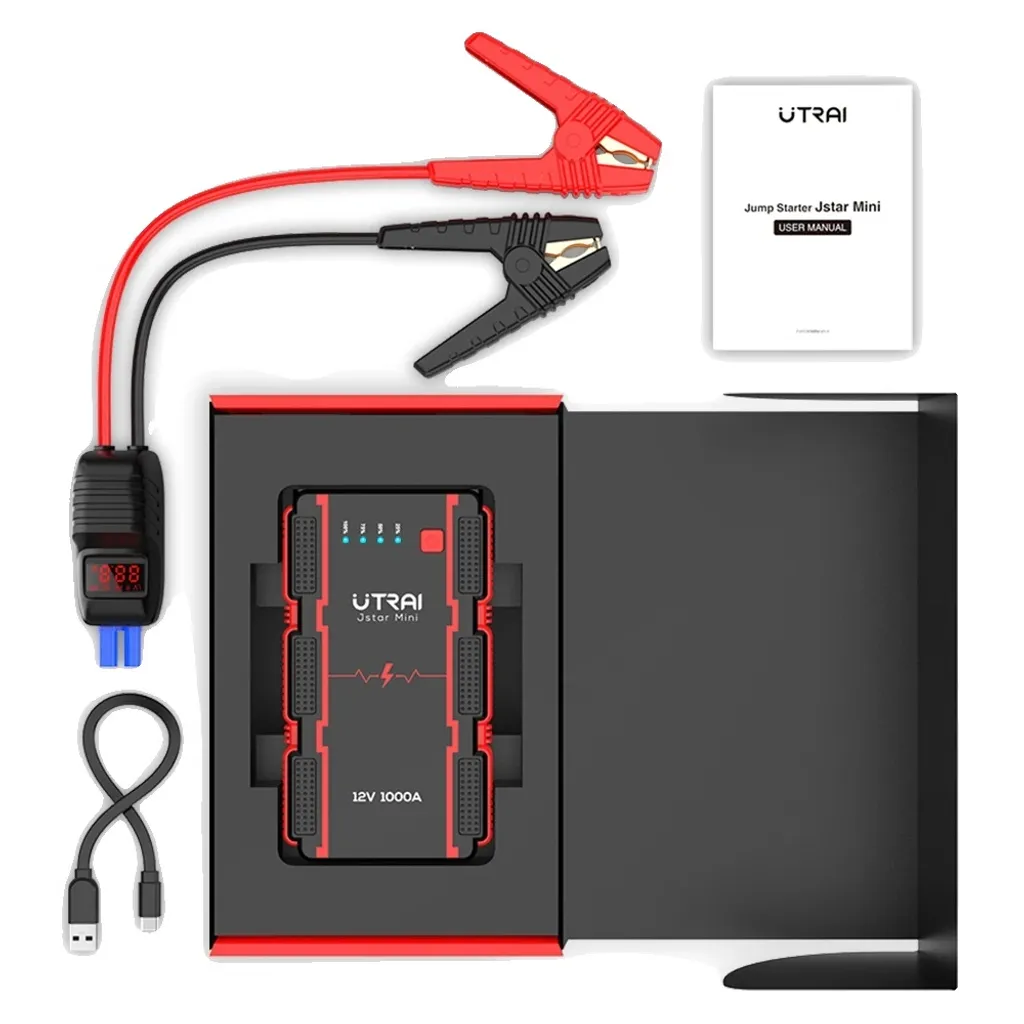 Jump Starter Power Bank, caricatore portatile, booster di emergenza, argento