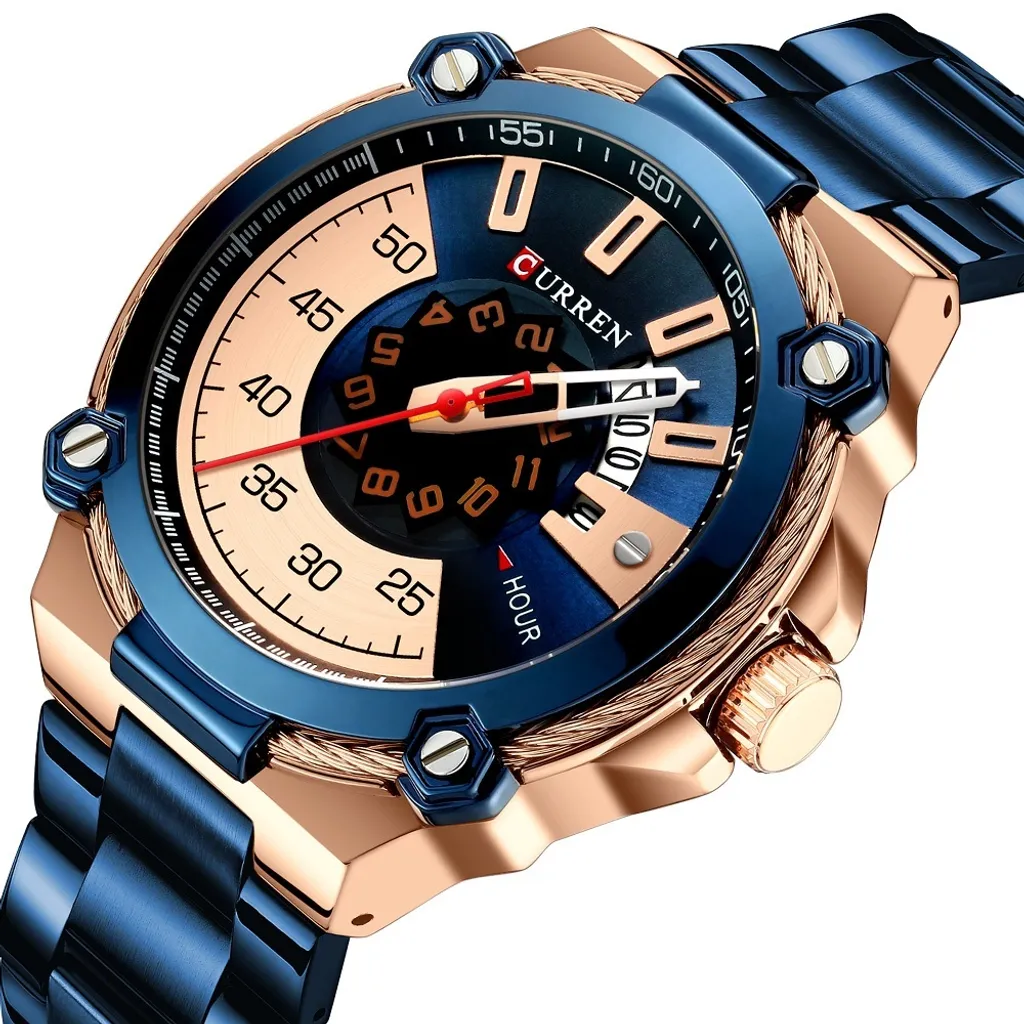 Cronografo Militare CURREN Cody Nero Oro KP14380: Grinta e Precisione - 6