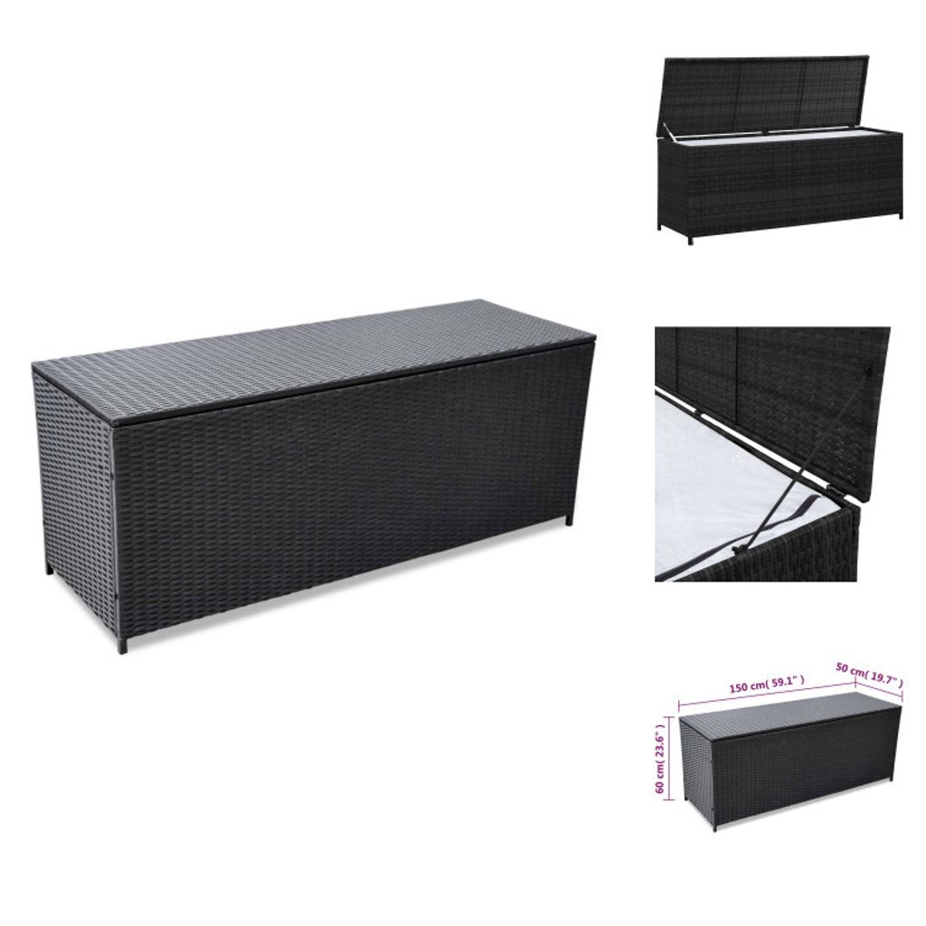 vidaXL Zahradní úložný box černý 150x50x60 cm z polyratanu Obrázek produktu 