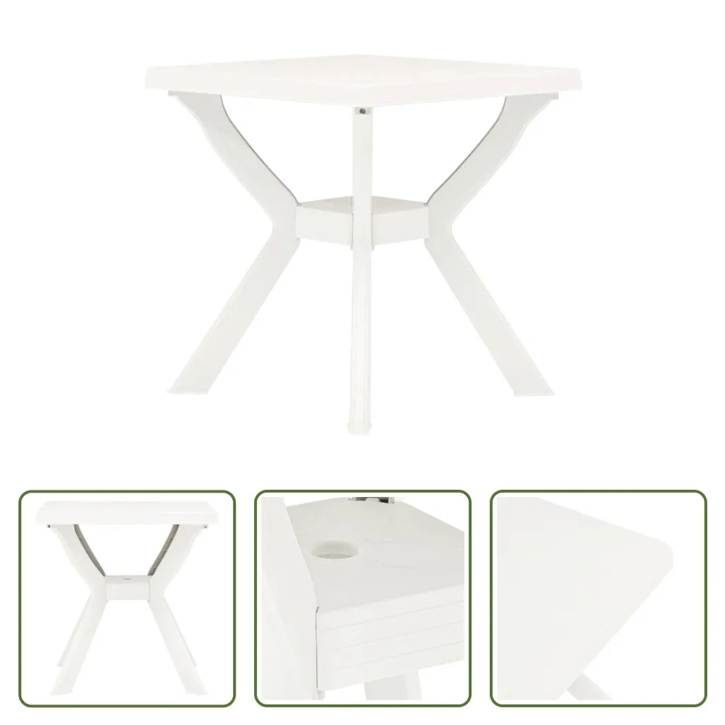 Table de terrasse blanche 70x70 cm plastique résistant aux intempéries
