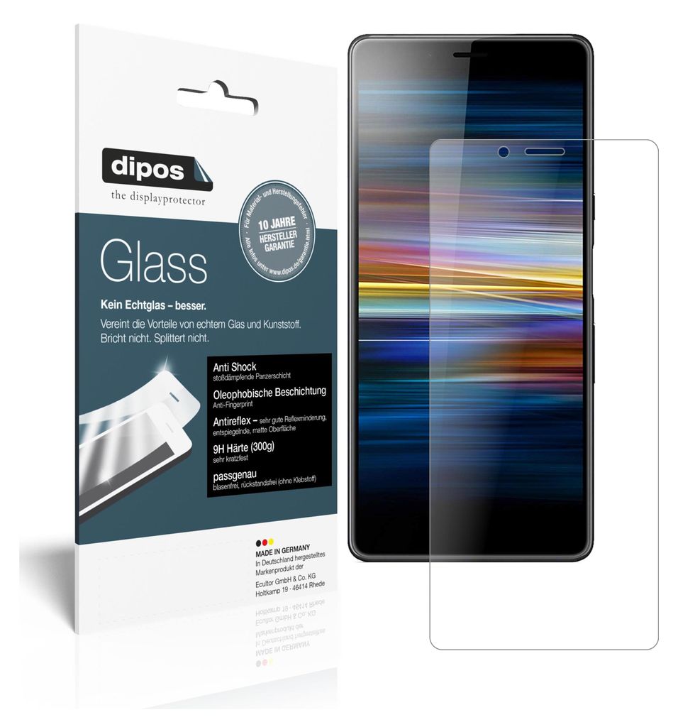 1+1x Schutzfolie für Sony Xperia L3 matt - Anti-Shock 9H Folie dipos Glass