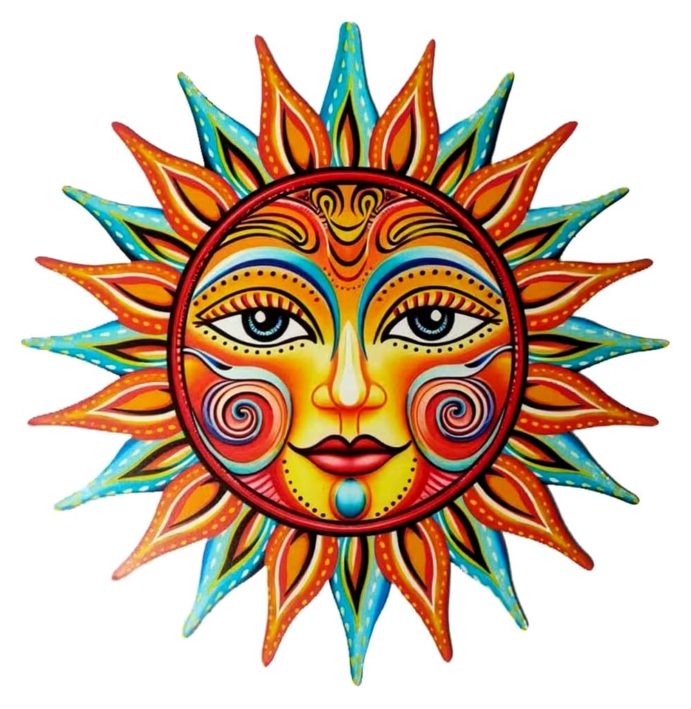 Metall-Sonnen-Wandkunst, Wanddekoration, buntes Eisen, Sonne, Gesicht, Wandskulptur, wasserdicht, Wandbehang