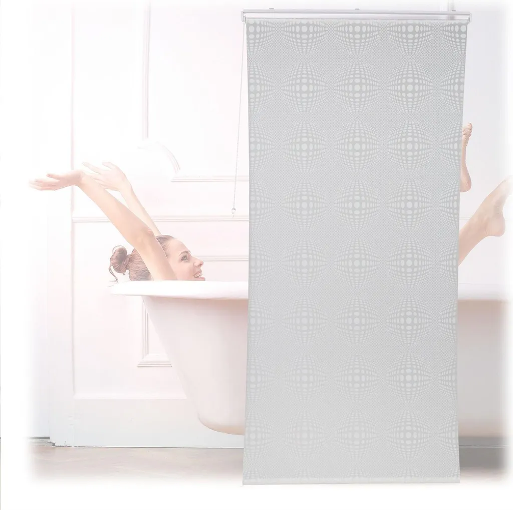 Rideau de douche à motifs géométriques gris et blanc - 180 x 200 cm