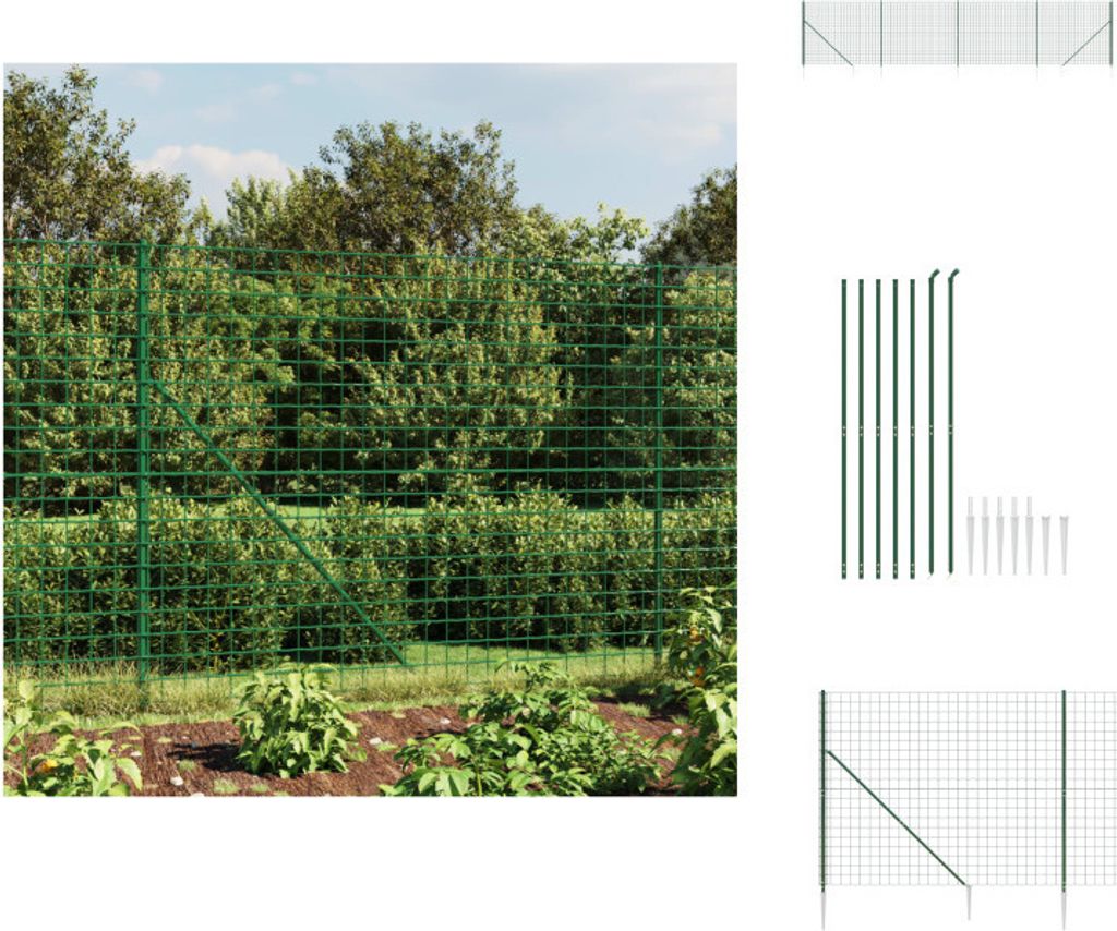 vidaXL Maschendrahtzaun mit Bodenhülsen Grün 2,2x10 m - Zaunfelder