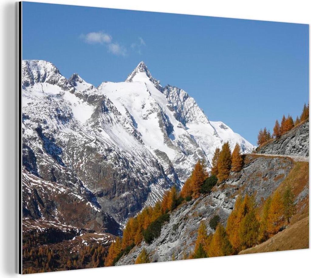 MuchoWow Wanddekoration Metall Metallbild Wandkunst 30x20 cm Großglockner mit Blick von der Großglockner Hochalpenstraße MuchoWow Aluminium Gem...
