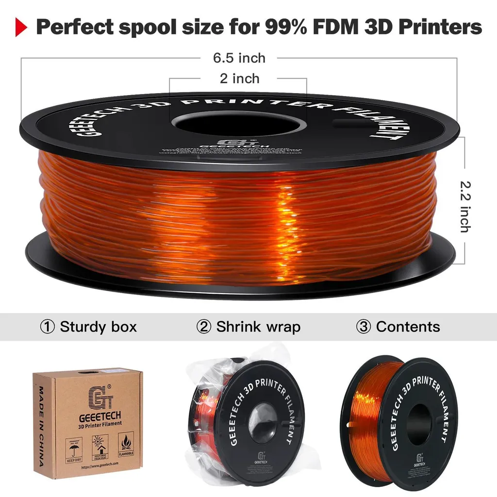 Filament TPU 1.75mm Orange Non Toxique - Flexible et Haute Qualité 1kg Vide