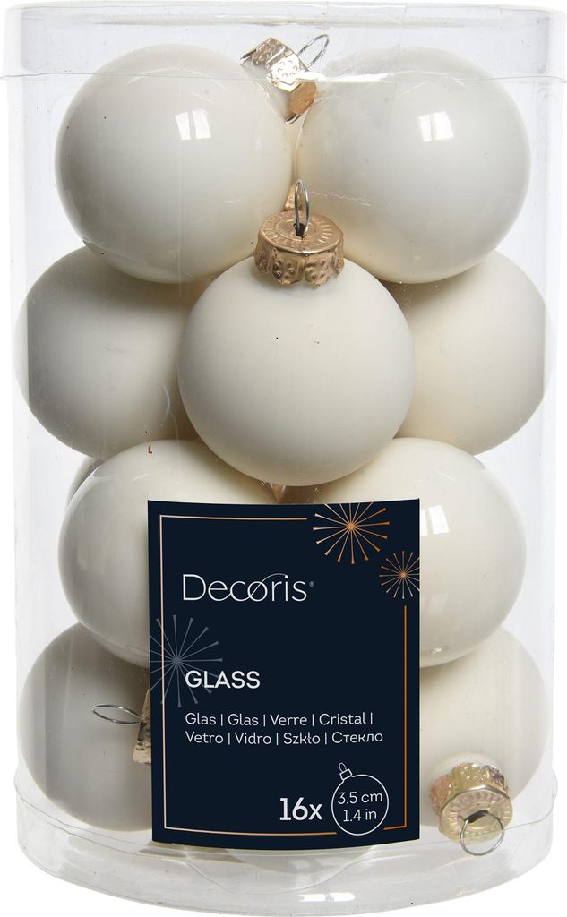Weihnachtskugeln Glas 3,5cm 16 Stück - Wollweiß Produktbild 