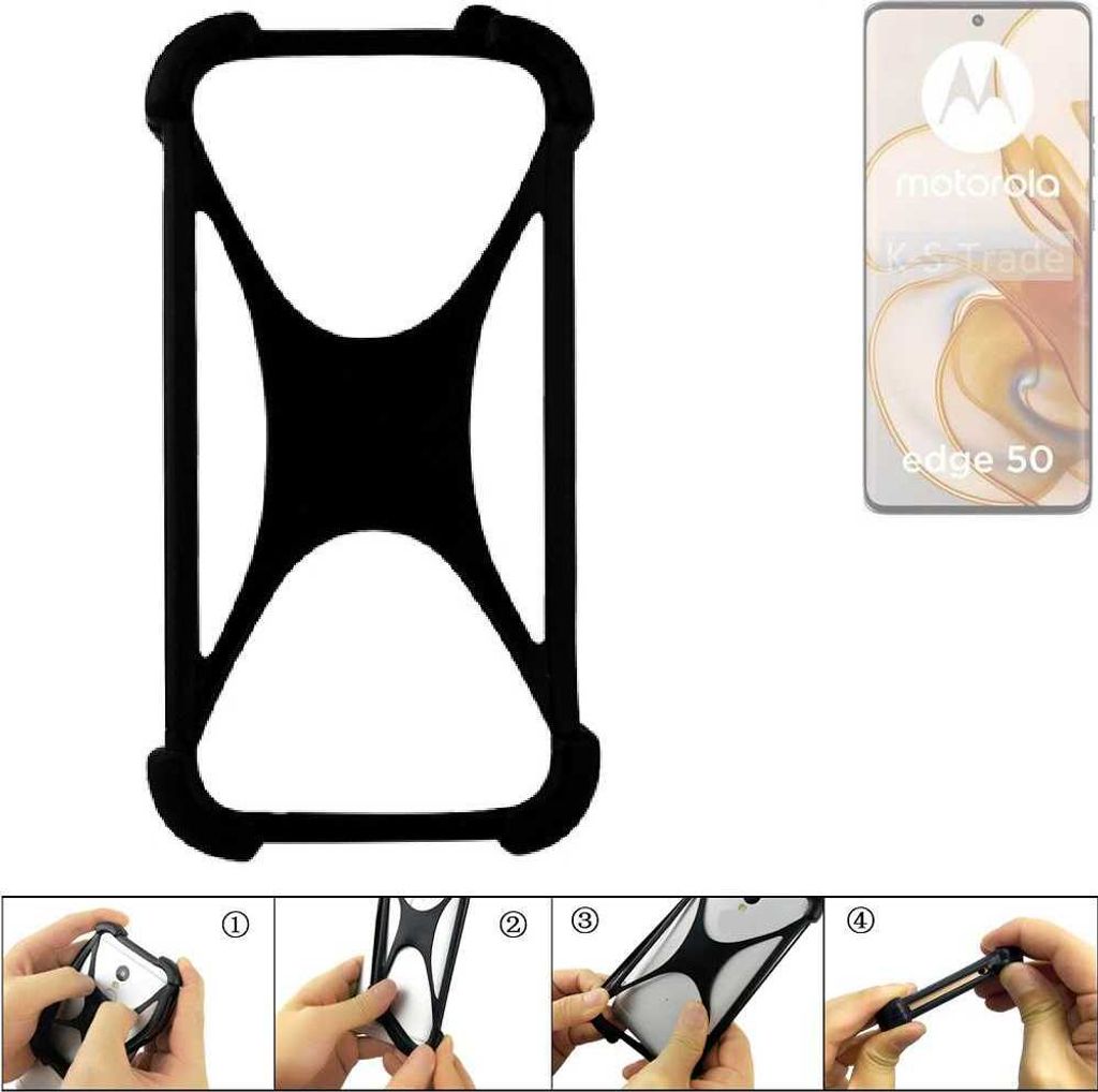 K-S-Trade Handy-Hülle Schutz-Hülle kompatibel mit Motorola Edge 50 Silikon Bumper TPU Softcase Smartphone Stoßschutz, schwarz
