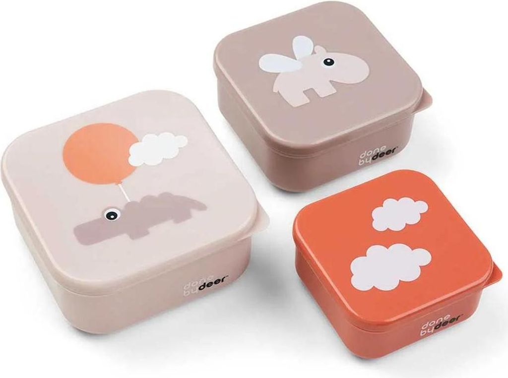 Done by Deer Snackbox Set rosa - 3 Stück - Happy Clouds - Produktbild 