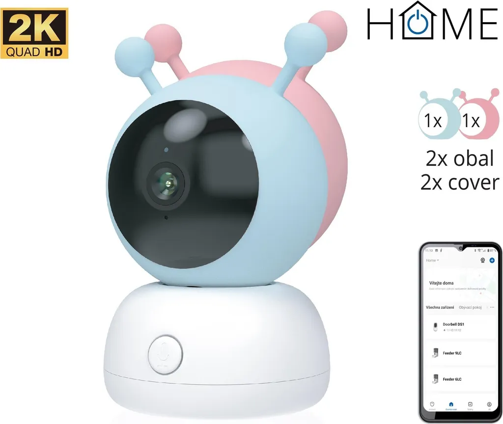 iGET HOME CS2 Caméra Bébé pivotante avec vision nocturne bleu et rose
