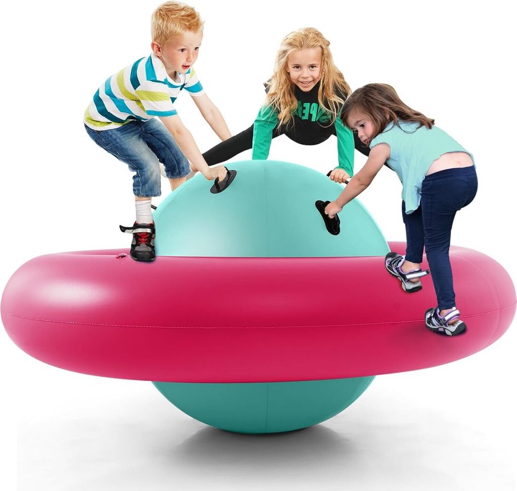 233cm Aufblasbare Kuppelwippe, Spielwippe mit 6 Griffen, aufblasbar Kletterkuppel für 3 Kinder ab 5 Jahren, bis zu 113kg, für Hinterhof & Garten ...