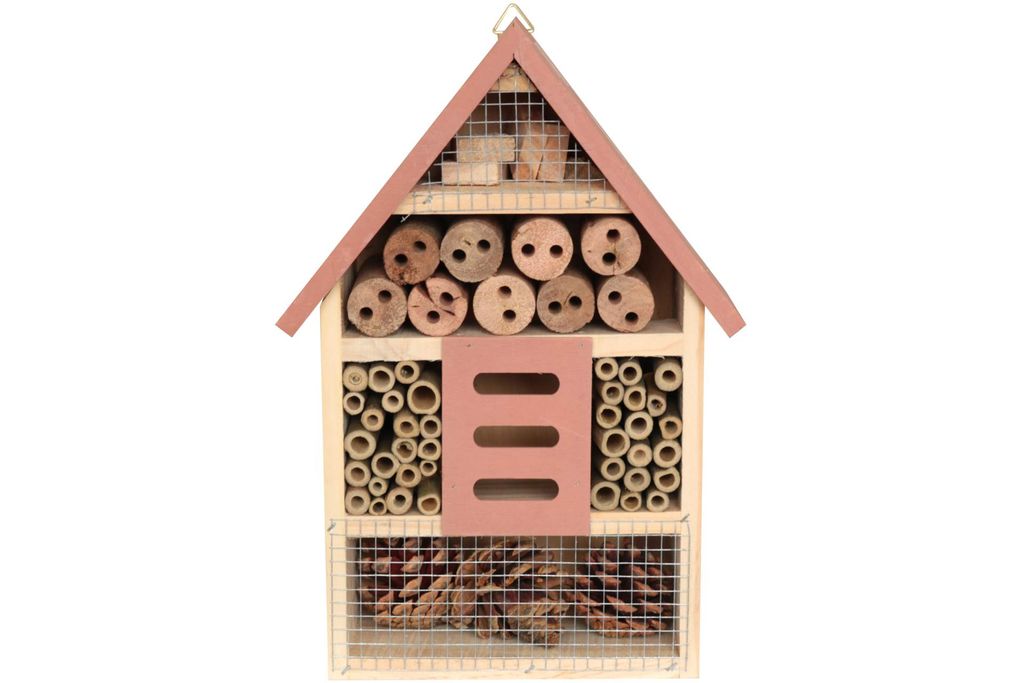 Insektenhotel 20x9x30cm Bienen Insektenhaus Pinienholz coral