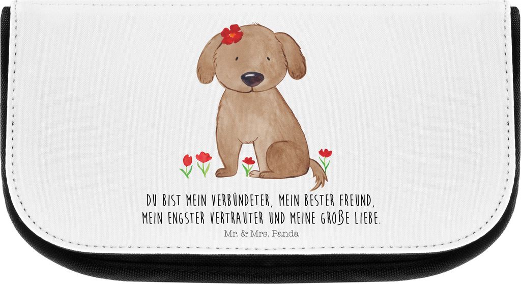 Mr. & Mrs. Panda Kulturtasche Hund Dame - Weiß - Geschenk, Kulturbeutel, Hunde, Kosmetikbeutel, Schminktäschchen, Verliebt, Waschbeutel, Liebe, S...