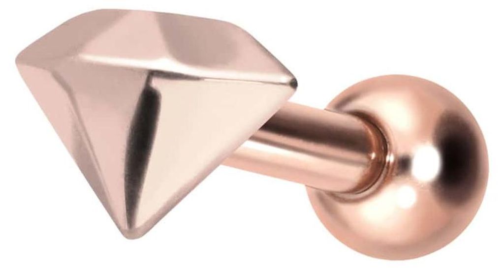 Ohrpiercing Titan Ohrpiercing mit Innengewinde DIAMANT RoséGold Stablänge: 6mm