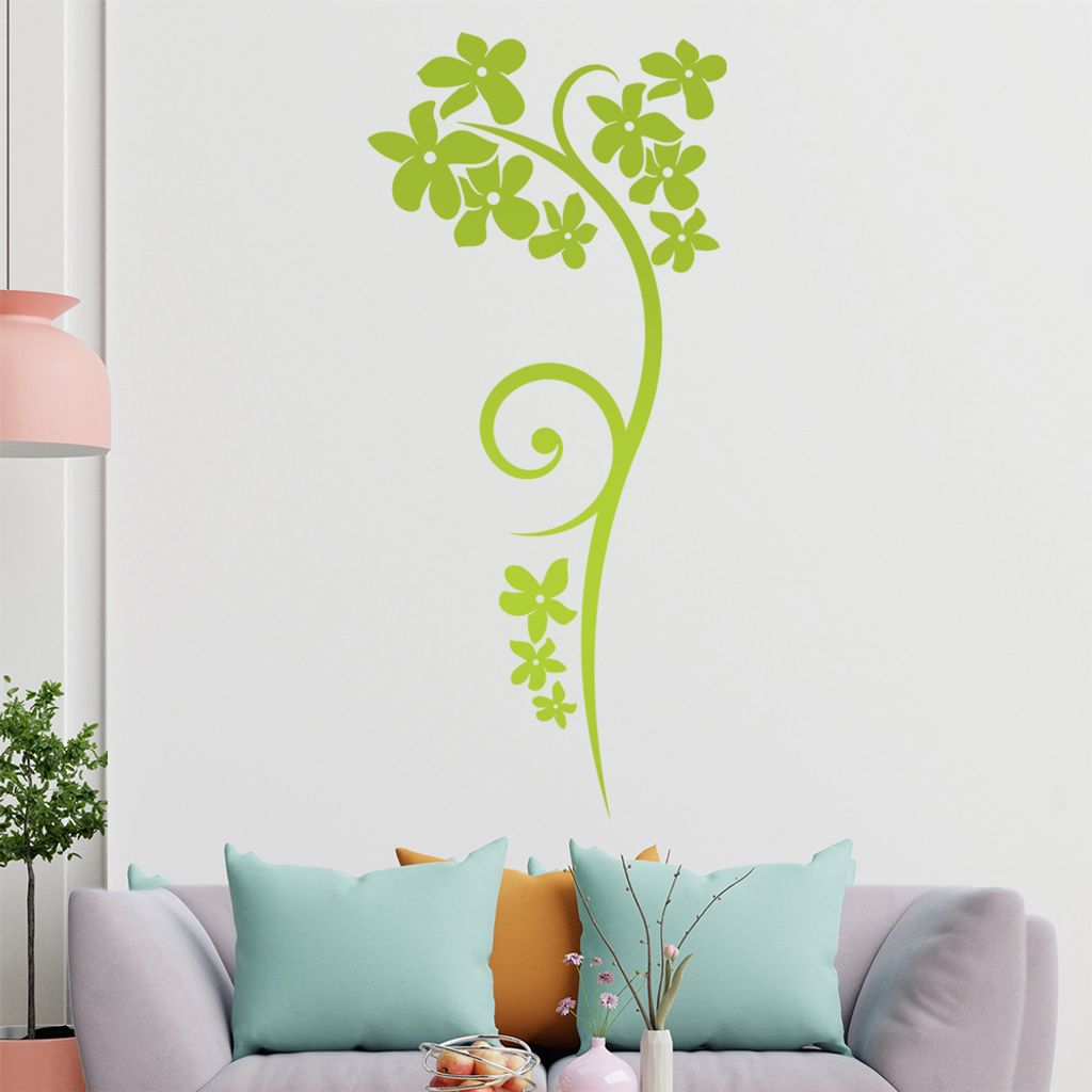 Blumen - Linien Wandtattoo in 6 Größen - Wandaufkleber Wall Sticker - Dekoration, Küche, Wohnzimmer, Schlafzimmer, Badezimmer