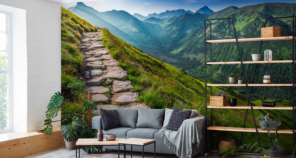 Fototapete Vlies Tapete wunderschöne Berglandschaft 450 cm (B) x 300 cm (H) Wandbild Wanddeko