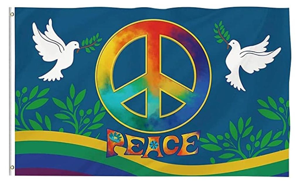 Weltfriedensflagge, 90 x 150 cm, großes Polyester, für den Spielplatz im Hinterhof